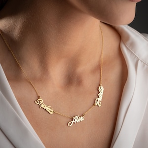 Multiple Name Necklace, Family Necklace, Three Name Necklace, Children Name Necklace, Dainty Name Necklace, Mothers Necklace, Christmas Gift