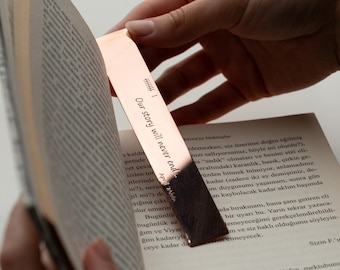 Marcapáginas de cobre personalizado, marcapáginas de metal grabado, regalo con cita personalizada para amantes de los libros, regalo de séptimo aniversario para él o ella, regalo para ratones de biblioteca