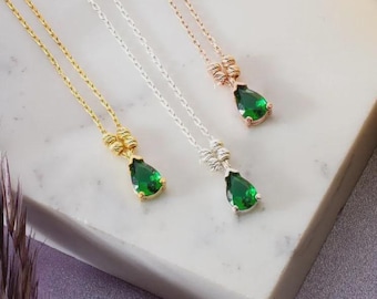 Personalized Birthstone Necklace: Sterling Silver Drop Birthstone Necklace