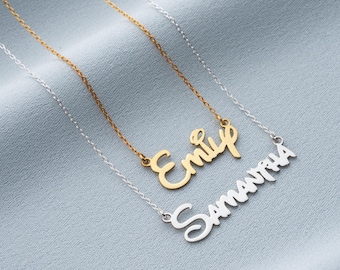 Collar con nombre de fuente Disney personalizado en plata de ley, joyería con nombre de Minnie Mouse, collar con nombre personalizado de Minnie, collar con nombre de dibujos animados