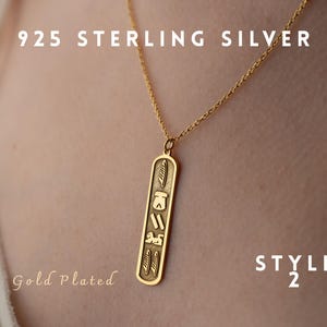 925 Silver Personalized Egyptian Hieroglyphic Name Necklace Egyptian Hieroglyphic Cartouche Name Pendant Ancient Egyptian Script Name Plate