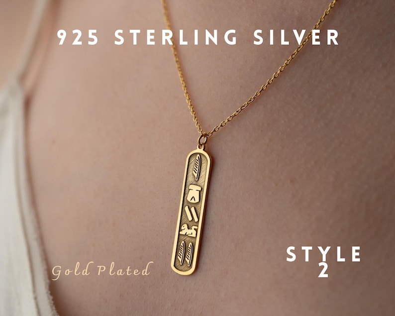 925 Silver Personalized Egyptian Hieroglyphic Name Necklace Egyptian Hieroglyphic Cartouche Name Pendant Ancient Egyptian Script Name Plate