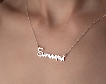 Collar con nombre y fuente Disney Collar con nombre para niños con fuente Disney Oro Joyas con nombre Disney Collar de regalo Disney