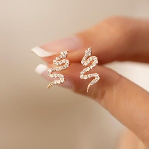 Snake stud earrings Gold, Silver Snake Earrings Rose Gold, Dainty Stud Earrings, Snake jewelry, Snake earrings gold, Dainty Earrings