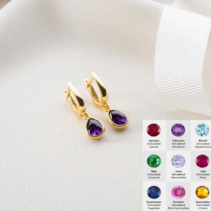Gold Birthstone Earrings, Personalized Birthstone Earrings, Gift for Women, Dainty Earrings, November Birthstone earrings, December Earrings