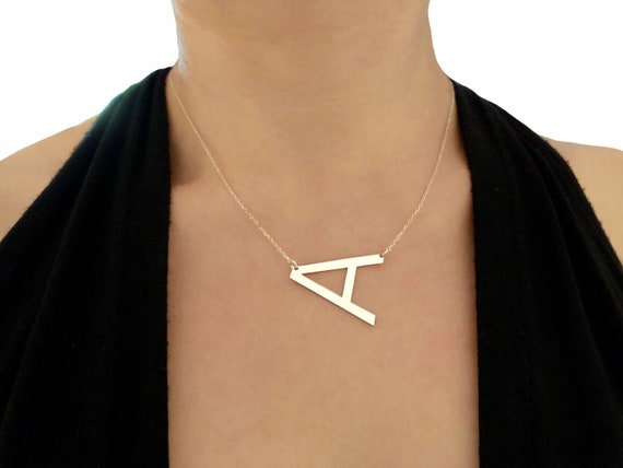 Sterling Silver Sideways Initial Necklace only Letter Alexis Necklace Rose Letter Necklace Initial Necklace Monogram Necklace Etsy