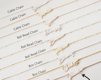 Collar con nombre personalizado, collar con letra personalizada, placa de nombre de plata, joyería delicada con nombre, collar con nombre de oro, caja, cadena de cuentas de bola de cable, joyería