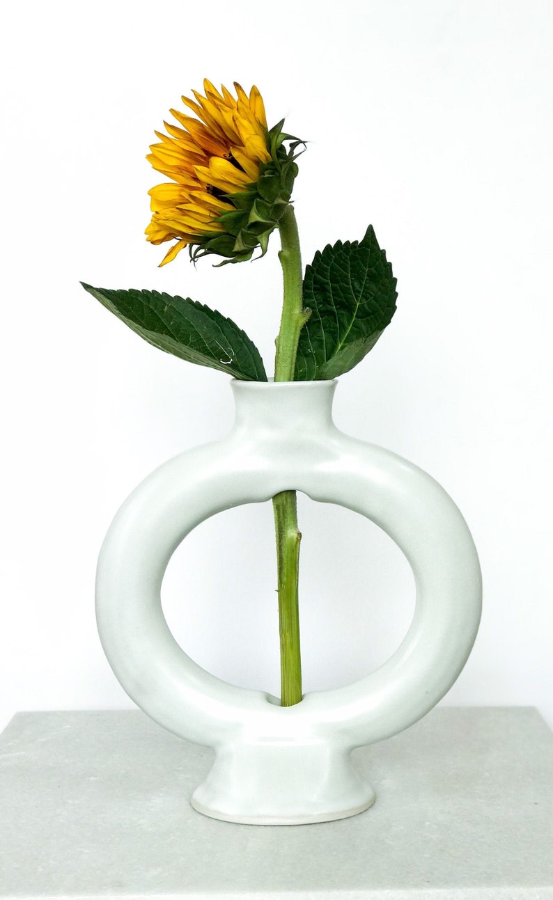 Unique Oval Ring Vase Beautiful Matte Handmade Pottery Etsy