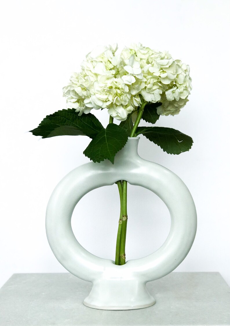 Unique Oval Ring Vase Beautiful Matte Handmade Pottery Etsy