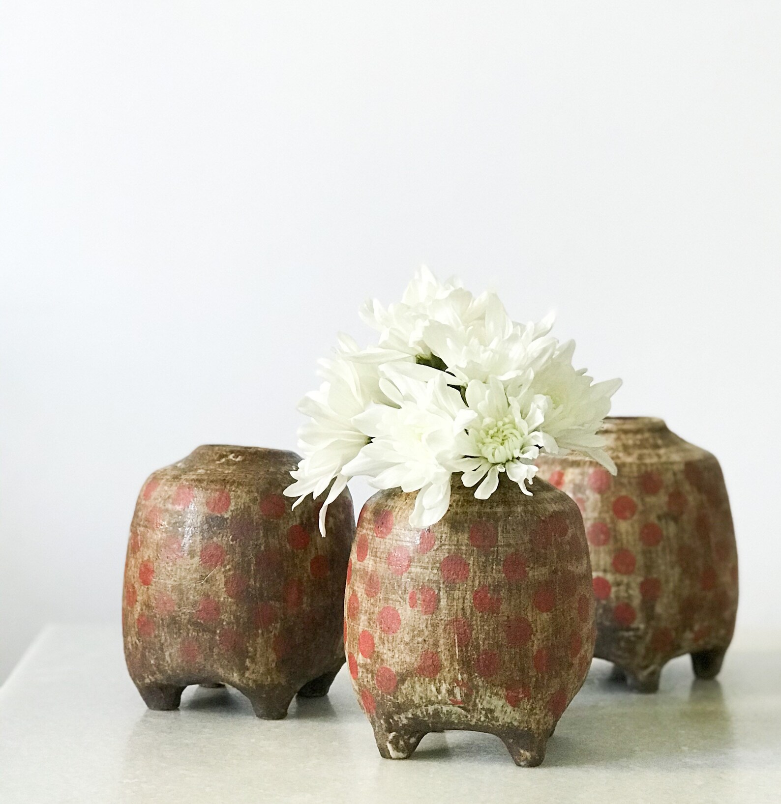 Bud Vase Small Rustic Porcelain Matte Red Vintage Etsy