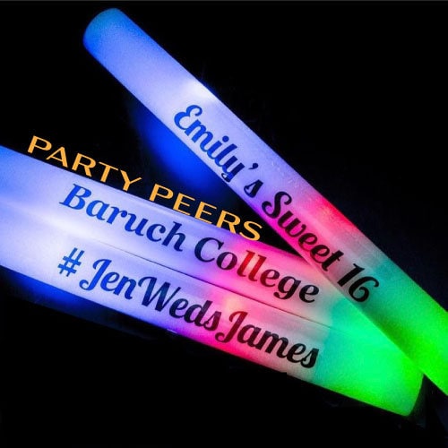 100 Customizable Pack of 16 Inch Multi or Single Color Flashing Glow LED  Foam Sticks, Wands, Batons, Light up LED Foam Stick 