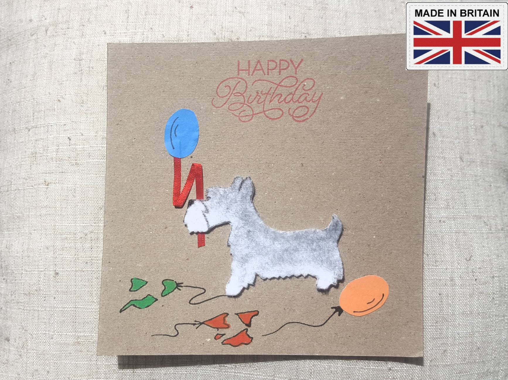 SCHNAUZER DOG CHRISTMAS CARD WITH HAT WITH FESTIVE SCENE COMPLETE WITH ENVELOPE