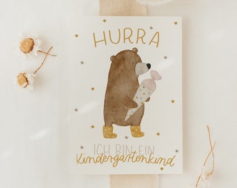 Postkarte Kindergarten Bär A6  Karte Kindergeburtstag Postkarte Kinder Postkarte Geburtstag Geburtstagskarte Geburtstagsgeschenk