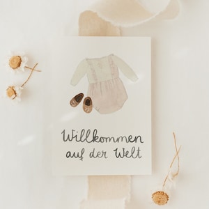 Postkarte Willkommen auf der Welt rosa A6  Karte Kindergeburtstag Postkarte Kinder Postkarte Geburtstag Geburtstagskarte Geburtstagsgeschenk