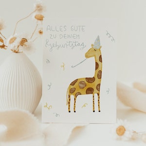 Postkarte Safarietiere Giraffe Geburtstag | Geburtstagskarte Kinderposter Kinderkarte Karte Tier Tierposter Geschenk Geburtstagsgeschenk