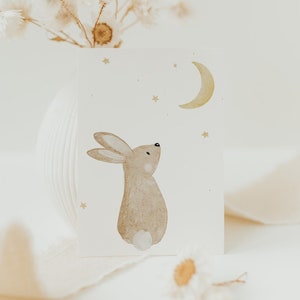 Minikarte Mondhase A7 | Minikarte kleine Karte kleine Postkarte Karte Geschenk Geschenkanhänger Geschenkverpackung Geschenkpapier