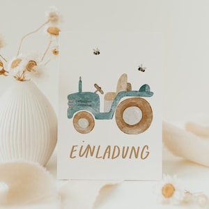 Geburtstagseinladung Traktor Postkarte | Karte Kindergeburtstag Postkarte Geburtstag Geburtstagskarte Geburtstagsgeschenk Einladung