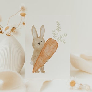Postkarte Ostern Hase Möhre A6 Karte Frühling Postkarte Kinder Postkarte Geburtstag Geburtstagskarte Geburtstagsgeschenk Tier Karte