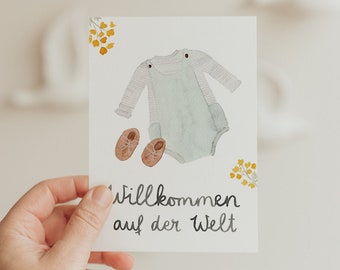 Postkarte Willkommen auf der Welt A6  Karte Kindergeburtstag Postkarte Kinder Postkarte Geburtstag Geburtstagskarte Geburtstagsgeschenk