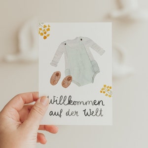 Ansichtkaart Welcome to the World groene A6 kaart kinderverjaardagskaart kinderkaart verjaardag verjaardagskaart verjaardagscadeau