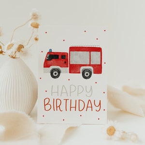 Postkarte Geburtstag Feuerwehr A6  Karte Kindergeburtstag Postkarte Kinder Postkarte Geburtstag Geburtstagskarte Geburtstagsgeschenk