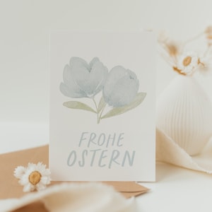 Postkarte Ostern blaue Blumen A6 Karte Frühling Postkarte Kinder Postkarte Geburtstag Geburtstagskarte Geburtstagsgeschenk Tier Karte