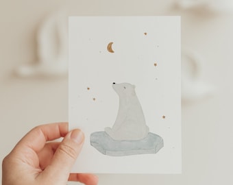 Postkarte Eisbär  A6 Karte Kindergeburtstag Postkarte Kinder Postkarte Geburtstag Geburtstagskarte Geburtstagsgeschenk Tier Karte Winter