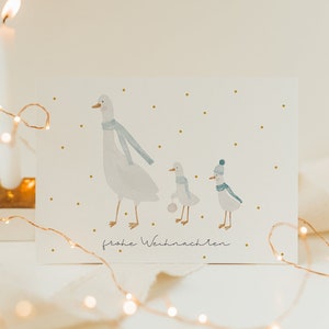 Weihnachtskarte Gänse A6 | Postkarte Weihnachten Karte Weihnachtskarte aquarell handgemalt Weihnachtskarten Set Weihnachtsgeschenk Kinder