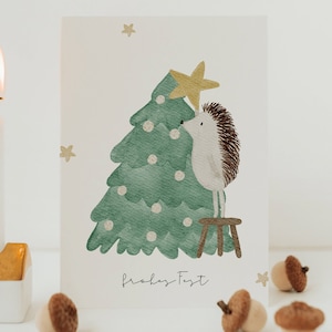 Weihnachtskarte Igel Weihnachtsbaum A6 | Postkarte Weihnachten Karte Weihnachtskarte Aquarell Weihnachtskarten Set Weihnachtsgeschenk Kinder