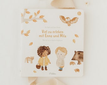 Woordprentenboek "Veel te beleven met Enno en Mila" kinderboek met foto's en woorden kinderboek 2 jaar 18 maanden hardcover 20 pagina's