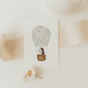 Minikarte Igel Heißluftballon A7 | Minikarte kleine Karte kleine Postkarte Karte Geschenk Geschenkanhänger Geschenkverpackung