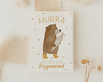 Postkarte Krippenkind Bär A6  Karte Kindergeburtstag Postkarte Kinder Postkarte Geburtstag Geburtstagskarte Geburtstagsgeschenk