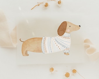 Iron-on image of a dachshund knitted sweater - motif for ironing on children's clothing Hej Hanni Art. No. HHS-45088246694155