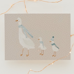 Weihnachtskarte Gänse A6 | Postkarte Weihnachten Karte Weihnachtskarte aquarell handgemalt Weihnachtskarten Set Weihnachtsgeschenk Kinder