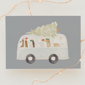 Weihnachtskarte Weihnachtsbus A6 | Postkarte Weihnachten Karte Weihnachtskarte aquarell Weihnachtskarten Set Weihnachtsgeschenk Kinder