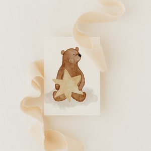 Minicard Christmas Cloud Bear A7 | Postcard Christmas Card Christmas Card Watercolor Painted Christmas Card Set Christmas Gift