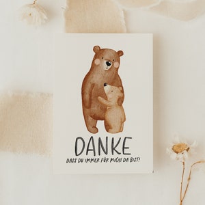Postkarte Danke Bär A6 | Karte für Erzieher*innen, Karte Lehrerin Hebamme Postkarte Mama Karte Papa Postkarte Geburtstag Geburtstagskarte