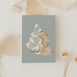 Kerstkaart beer versiert kerstboom A6 ansichtkaart Kerstkaart Kerstkaart aquarel Kerstkaartenset Kerstcadeau