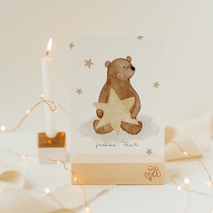 Weihnachtskarte Bär Wolken A6 | Postkarte Weihnachten Karte Weihnachten Weihnachtskarte aquarell gemalte Weihnachtskarten Weihnachtsgeschenk