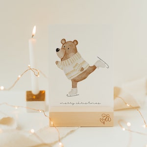 Weihnachtskarte Schlittschuhbär A6 | Postkarte Weihnachten Karte Weihnachtskarte aquarell Weihnachtskarten Set Weihnachtsgeschenk
