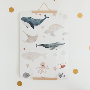 Poster Meerestiere A3 A4 Kinderposter Poster Kinderzimmer Poster Baby Geschenk Mädchen Geschenk Junge Poster Kinder Tierposter