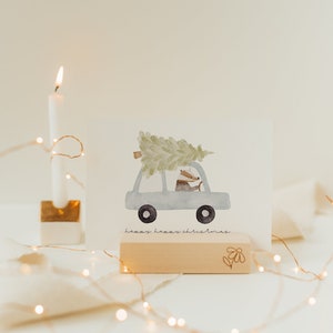 Weihnachtskarte Dachs Auto A6 | Postkarte Weihnachten Karte Weihnachtskarte aquarell gemalte Weihnachtskarten Weihnachtsgeschenk