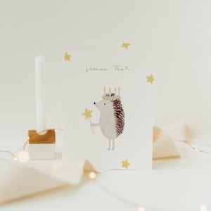 Weihnachtskarte Igel Lucia A6 | Postkarte Weihnachten Karte Weihnachtskarte aquarell handgemalt Weihnachtskarten Set Weihnachtsgeschenk
