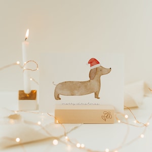 Weihnachtskarte Dackel Mütze A6 | Postkarte Weihnachten Karte Weihnachtskarte aquarell gemalte Weihnachtskarten Set Weihnachtsgeschenk