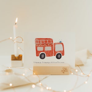 Weihnachtskarte Feuerwehr A6 | Postkarte Weihnachten Karte Weihnachtskarte aquarell gemalte Weihnachtskarten Set Weihnachtsgeschenk