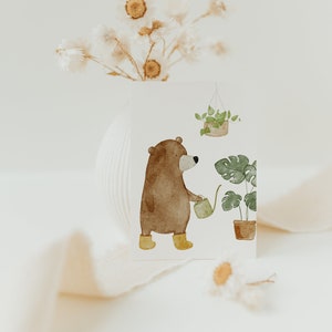 Minikarte Bär Pflanzen A7 | Minikarte kleine Karte kleine Postkarte Kinder Karte Geschenk Geshcnekanhänger Geschenkverpackung Geschenkpapier