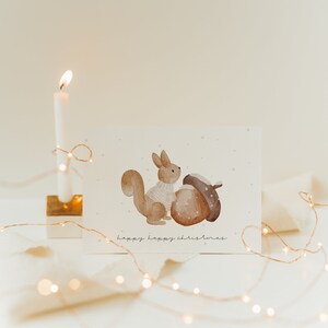 Weihnachtskarte Eichhörnchen A6 | Postkarte Weihnachten Karte Weihnachtskarte aquarell gemalte Weihnachtskarten Set Weihnachtsgeschenk