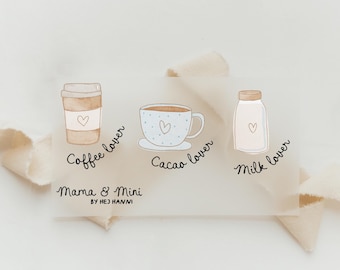 Set d'images à repasser Mama & Mini Coffee, Cacao and Milk Lover image à repasser patchs à repasser images à repasser sur patch garçons filles famille