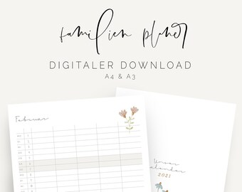 Familienkalender Etsy