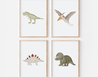 Poster Dinosaurier Set A4 Kinderposter Poster Kinderzimmer Poster Baby Geschenk Junge Poster Kinder Dinoposter Deko Kinderzimmer Dino